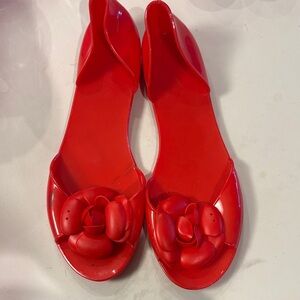 Red Women's Shoes with Floral Detail